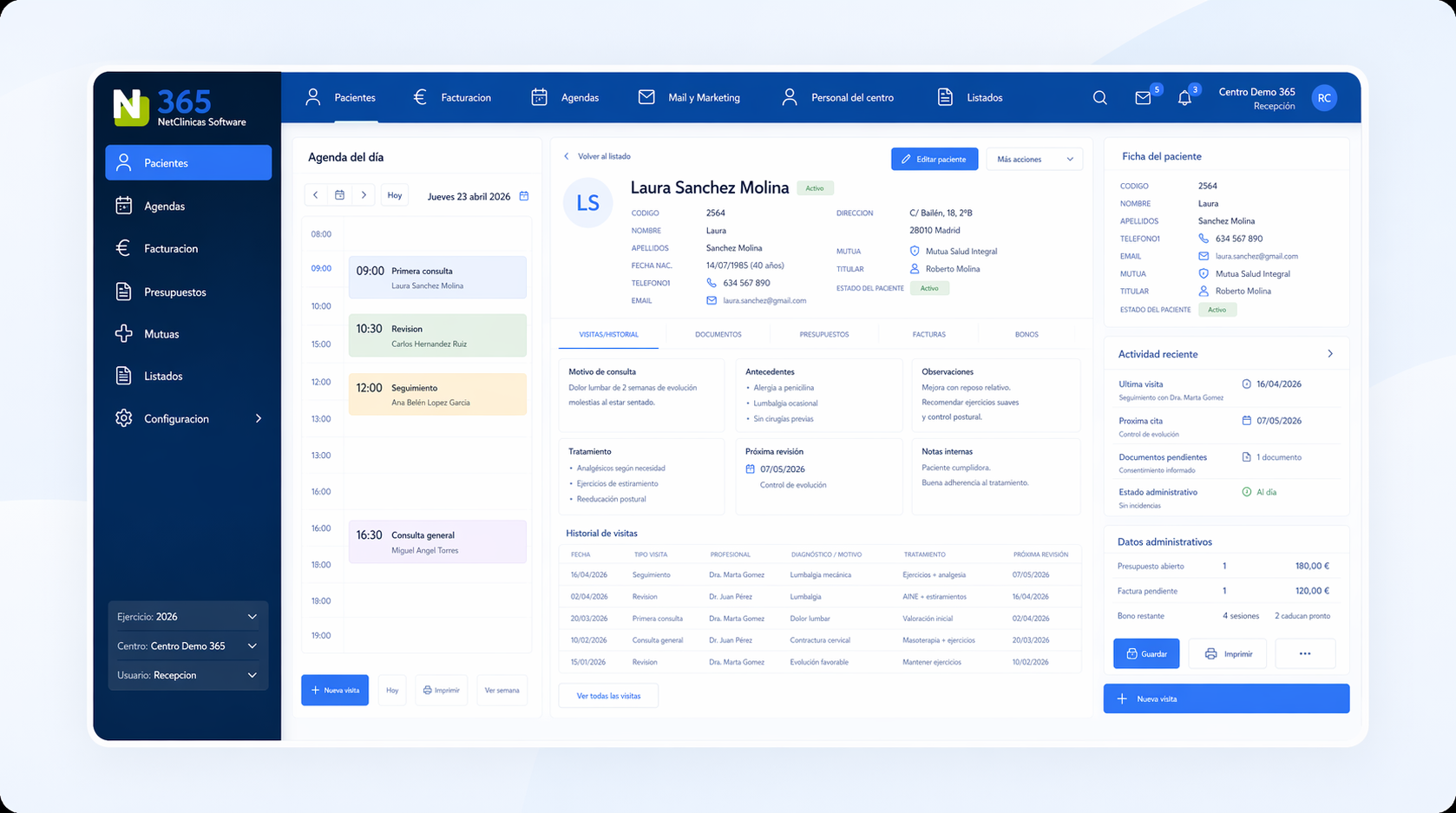 Vista promocional del software NetClinicas basada en la imagen principal de portada